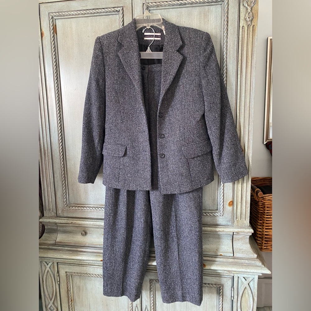 Classic Navy Tweed Blazer and Pants Set